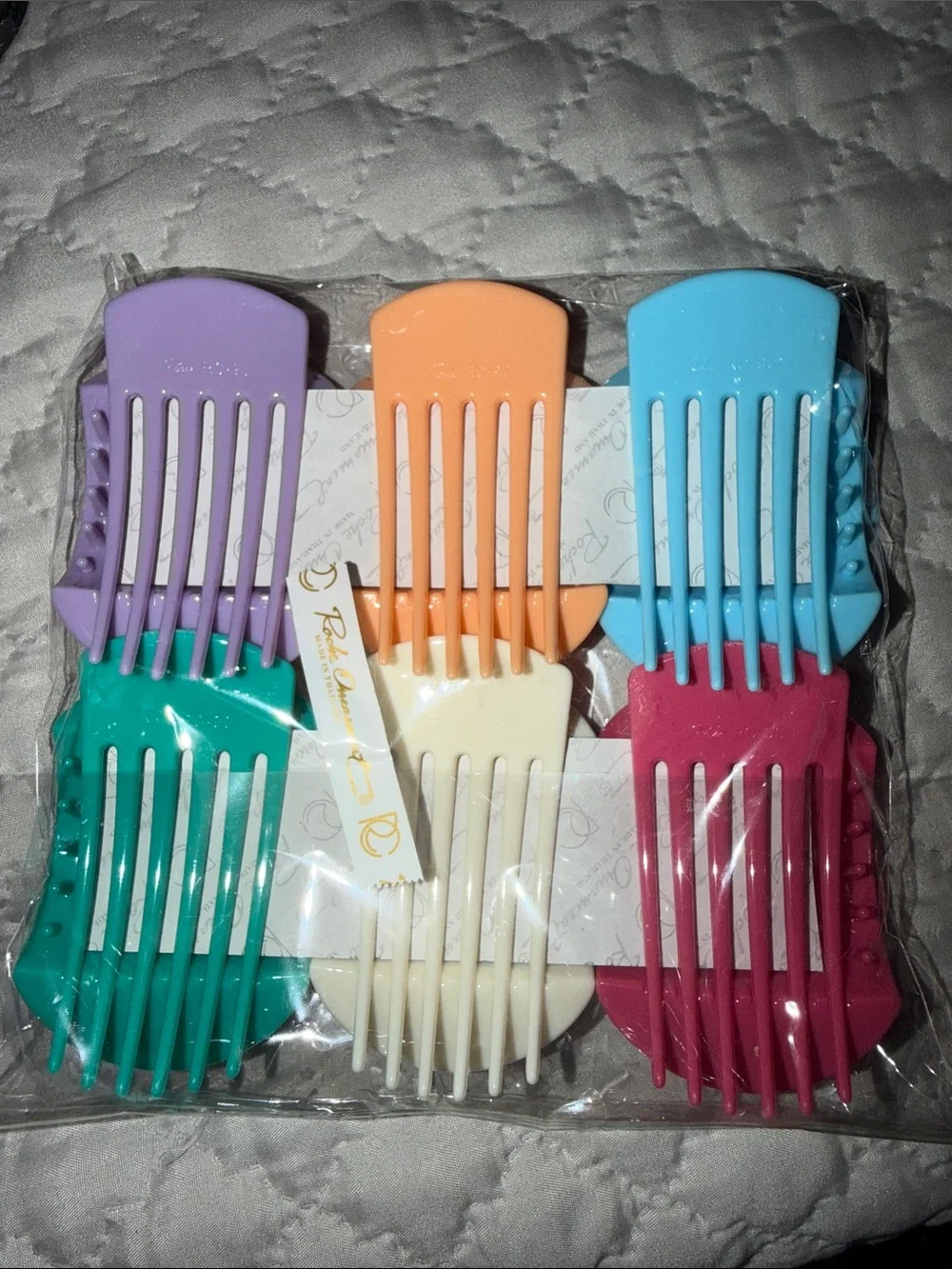 RC Roche Ornament 6-Pack Women’s Flat Claw Hair Clips — Multicolor Set New